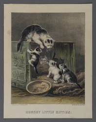 ハングリーリトルキティ、Currier＆Ives、ニューヨーク発行（手塗りのlitho）